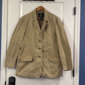 ORVIS Twill Utility Jacket with Leather Elbow Patch Size L